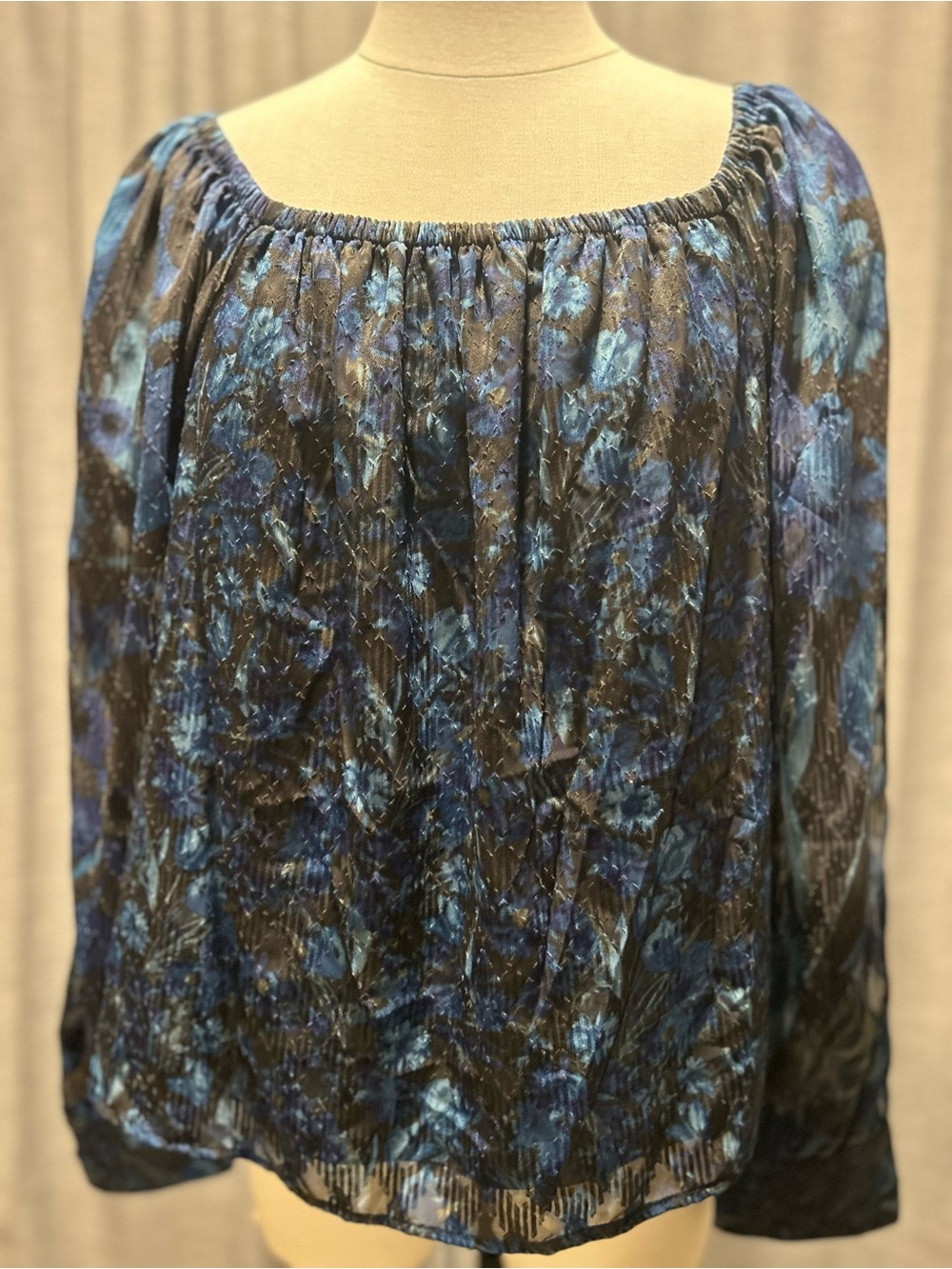 Cupio Blue Floral Peasant Blouse
